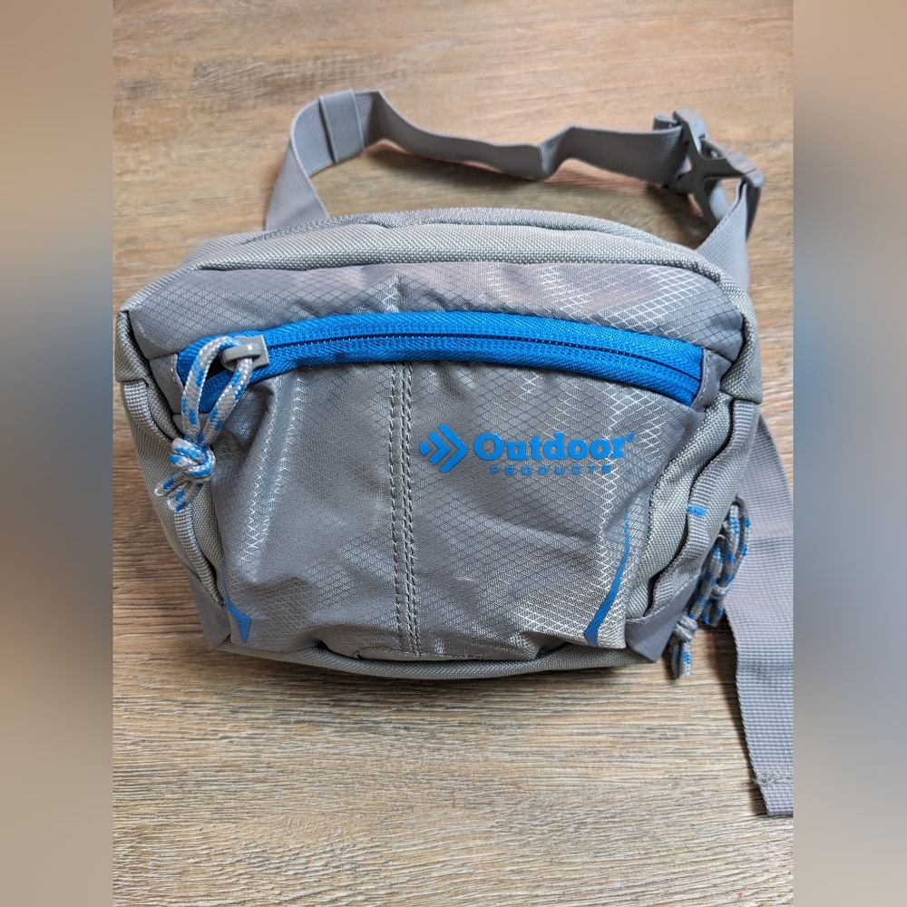 Outdoor Products, Gray, blue, adjustable crossbody pack, OSFM - Picture 3 of 7